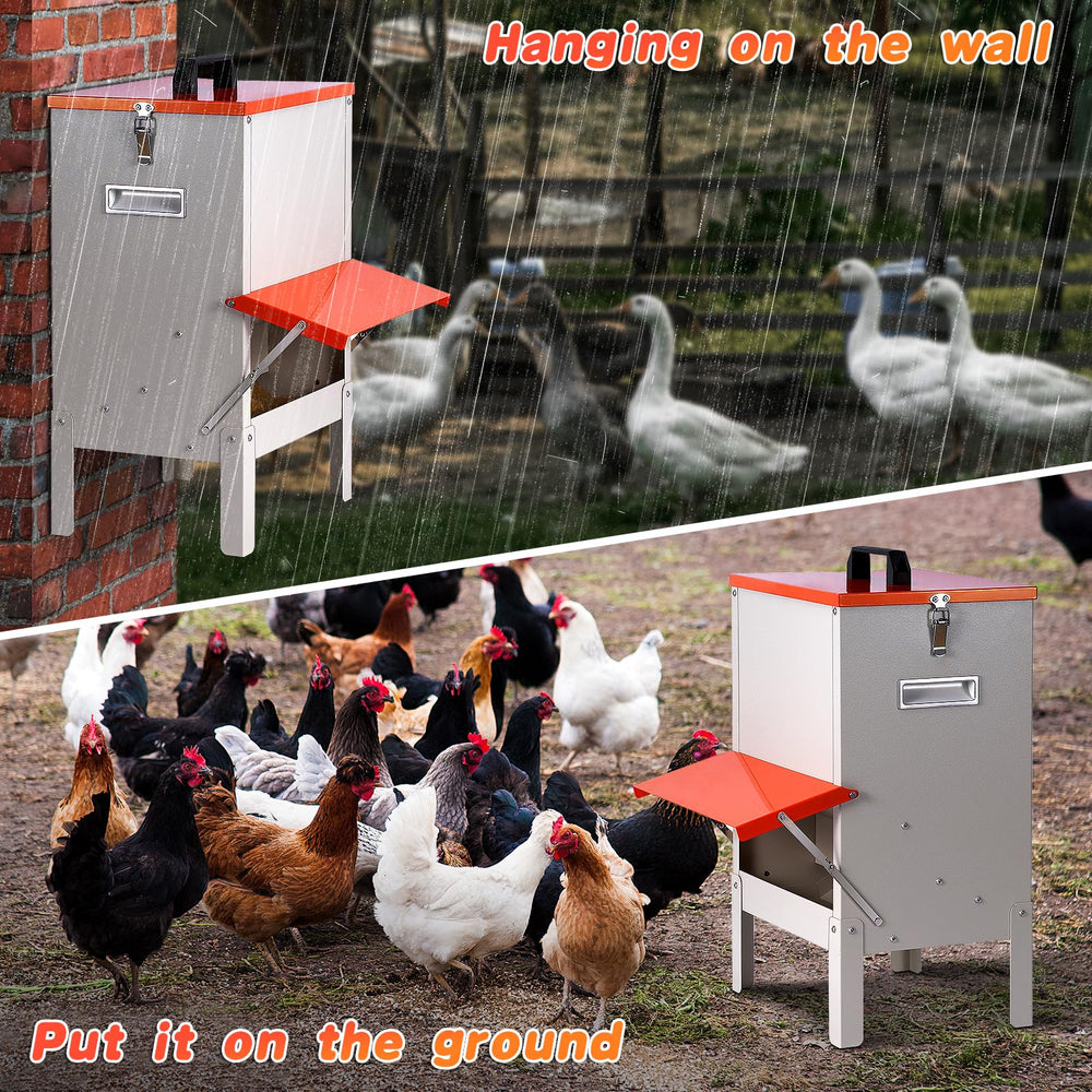 OUJIMAI feeder with legs attached showing raised height benefit for adult birds