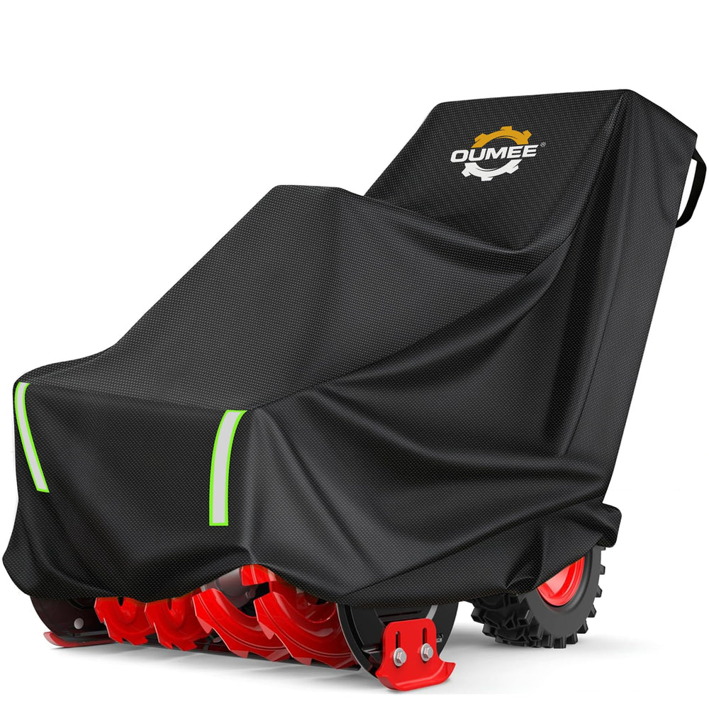 OUMEE front view on snow blower showing snug fit and weather protection