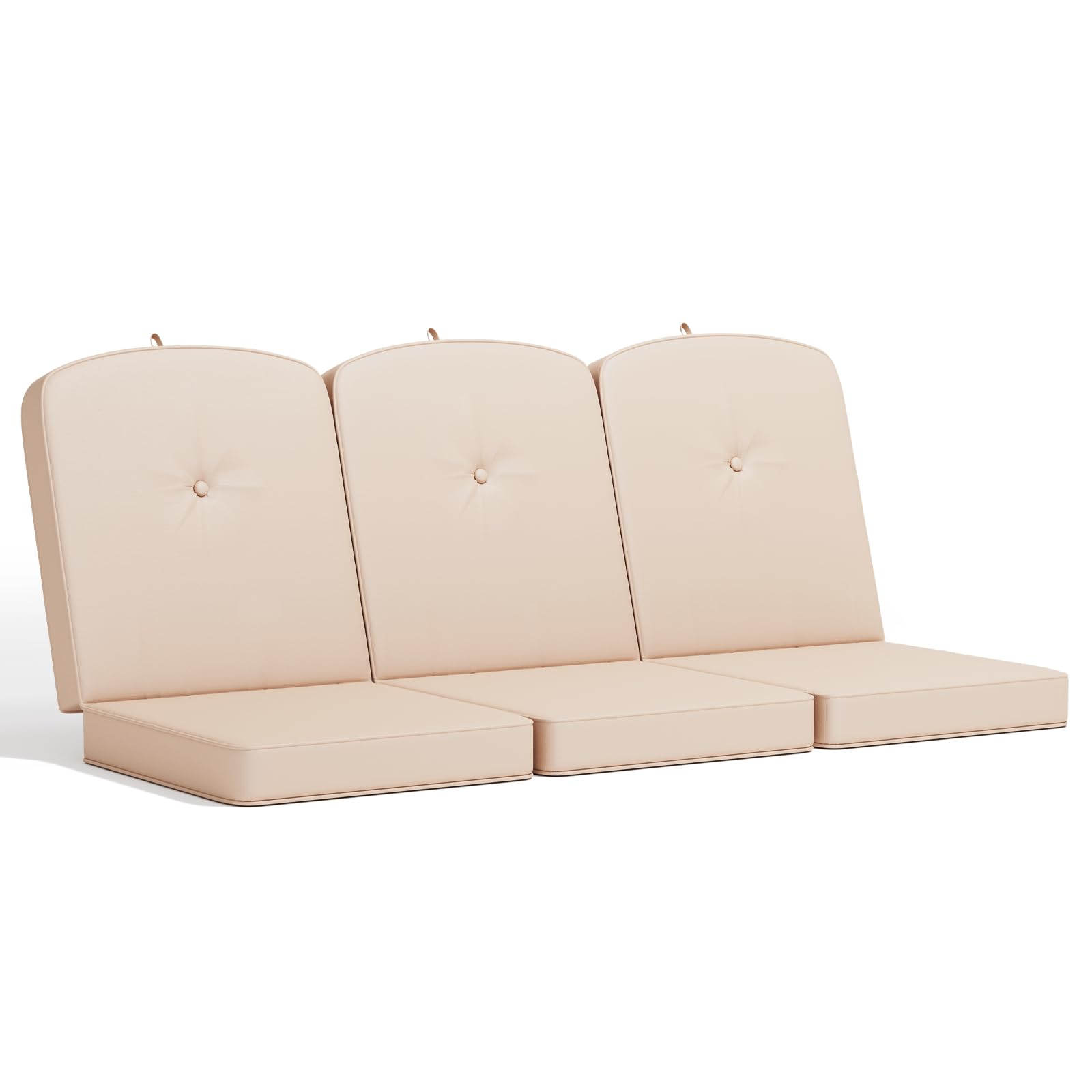Oungelark front view three-seater cushions showing full coverage and polished look