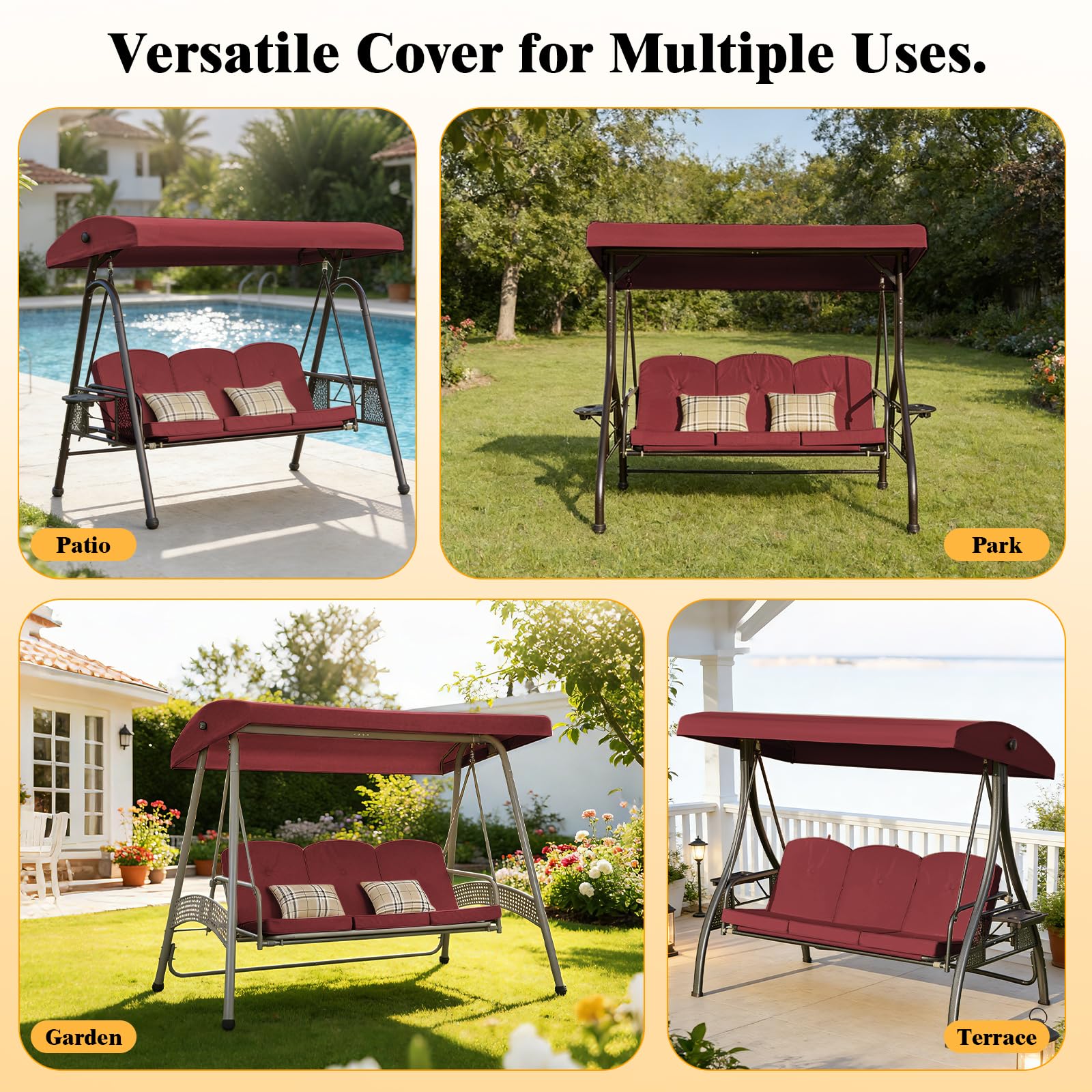 Oungelark canopy in patio lifestyle setting creating comfortable shaded area