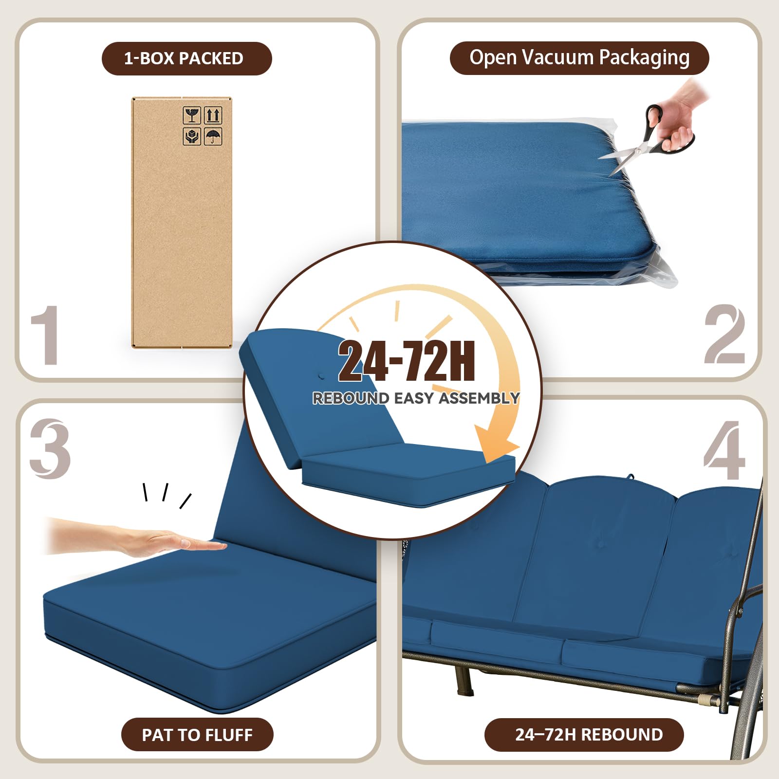 Oungelark vacuum-packed cushion set before unpacking to save shipping space