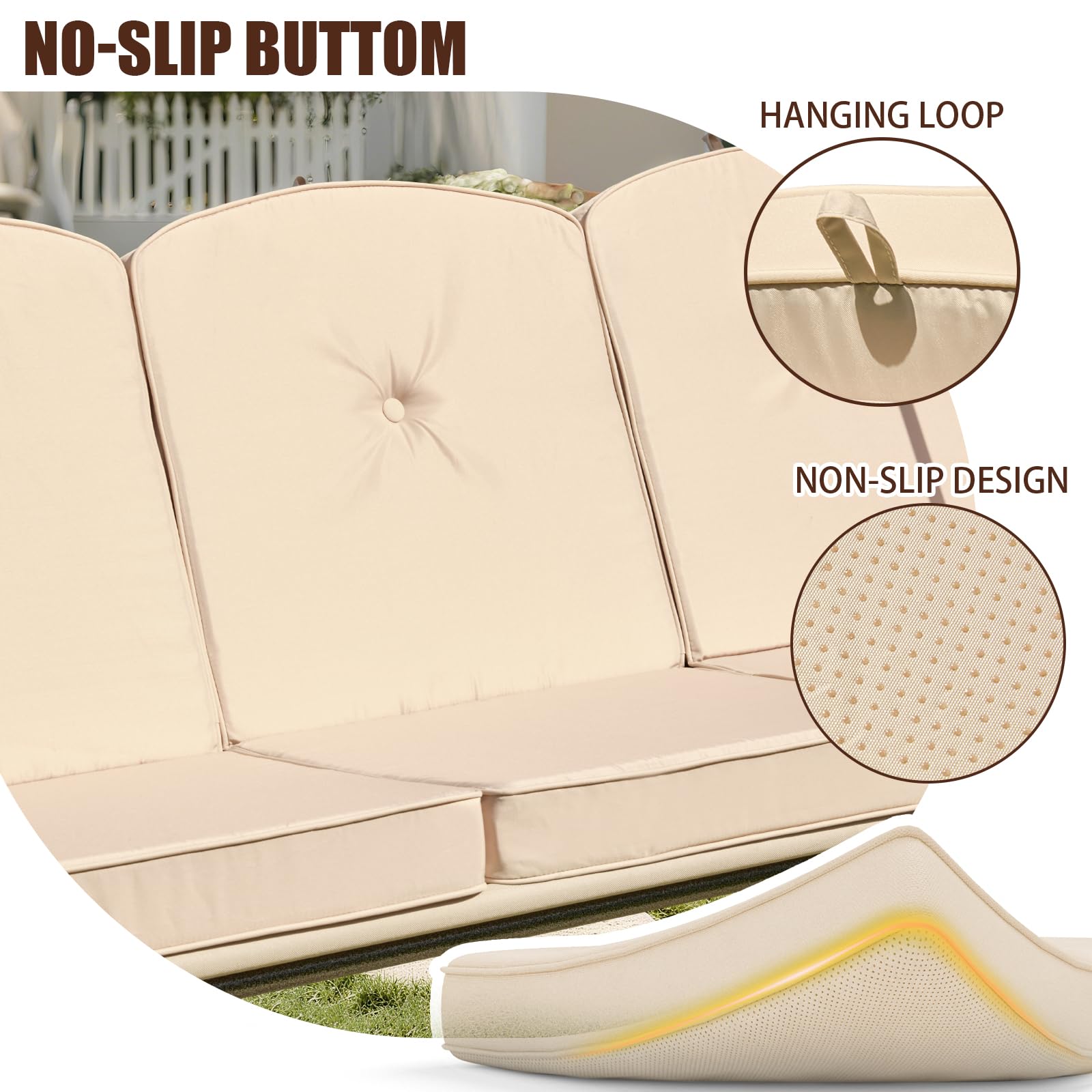 Oungelark seat and back cushions joined to form a seamless comfortable surface