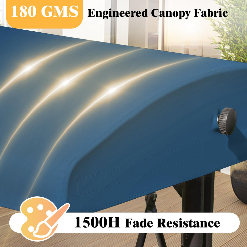 Oungelark canopy beside tape measure showing precise 76.8x47.2x9.1in fit