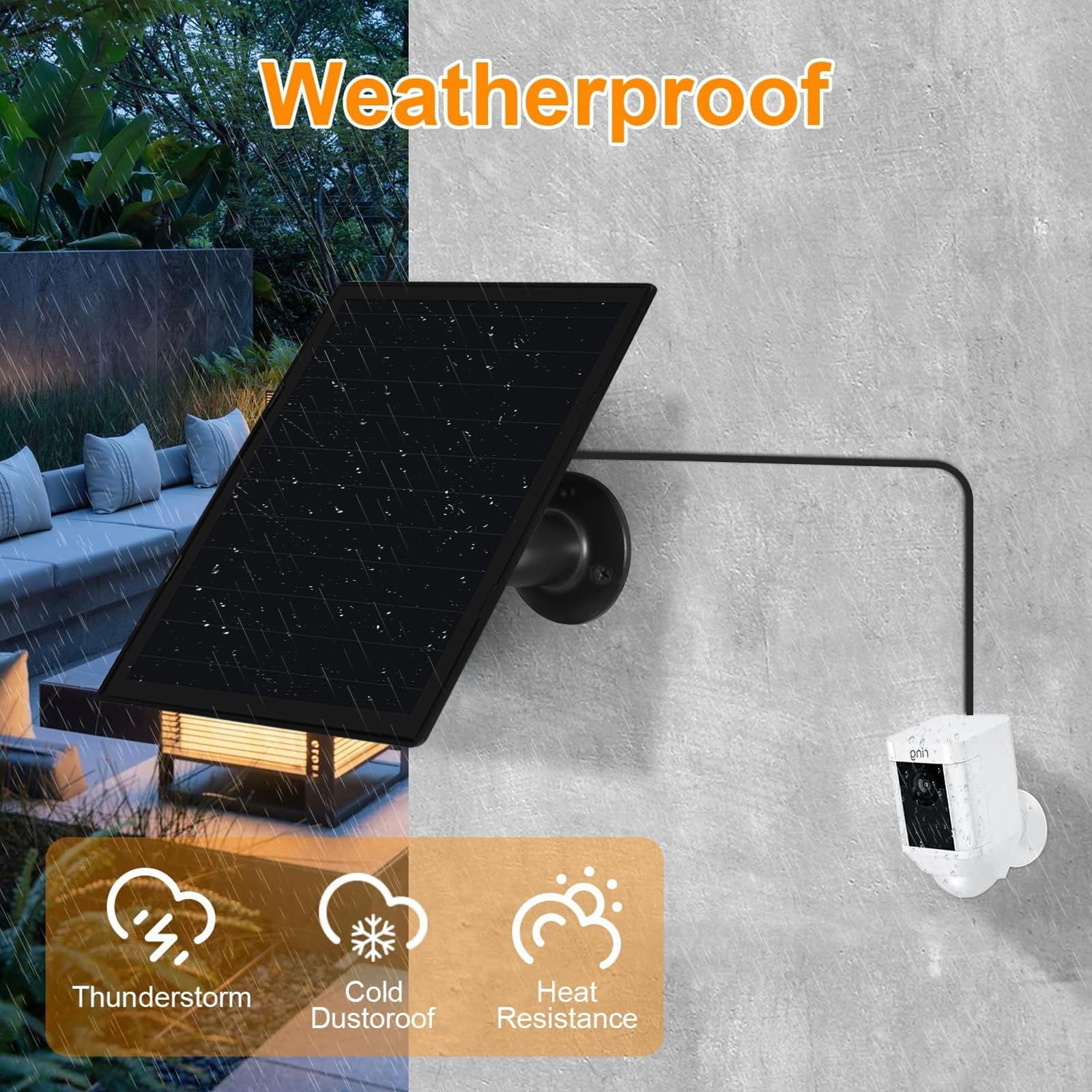 OuOudoit panel on 360-degree bracket tilted toward sun for optimal charging