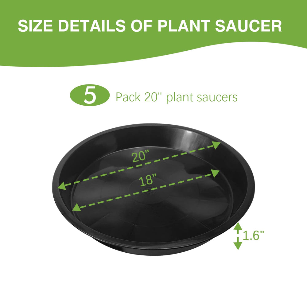 OUPSAUI 20-inch saucer top view holding a large planter to protect patio surfaces