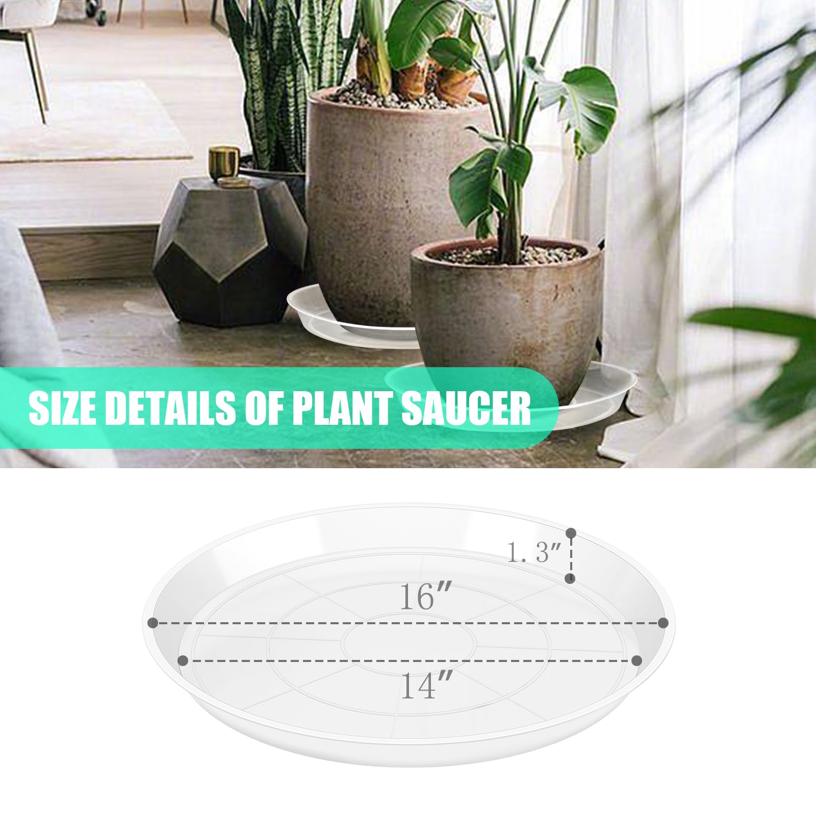 OUPSAUI saucer on patio under planter demonstrating outdoor surface protection