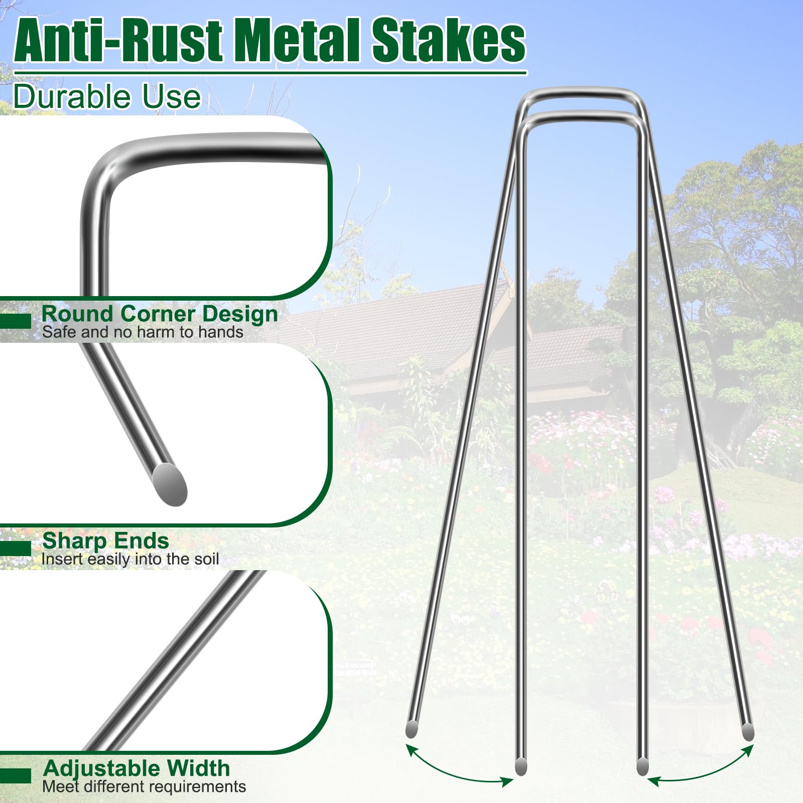 OUPSAUI stake inserted into artificial turf showing secure anchoring benefit