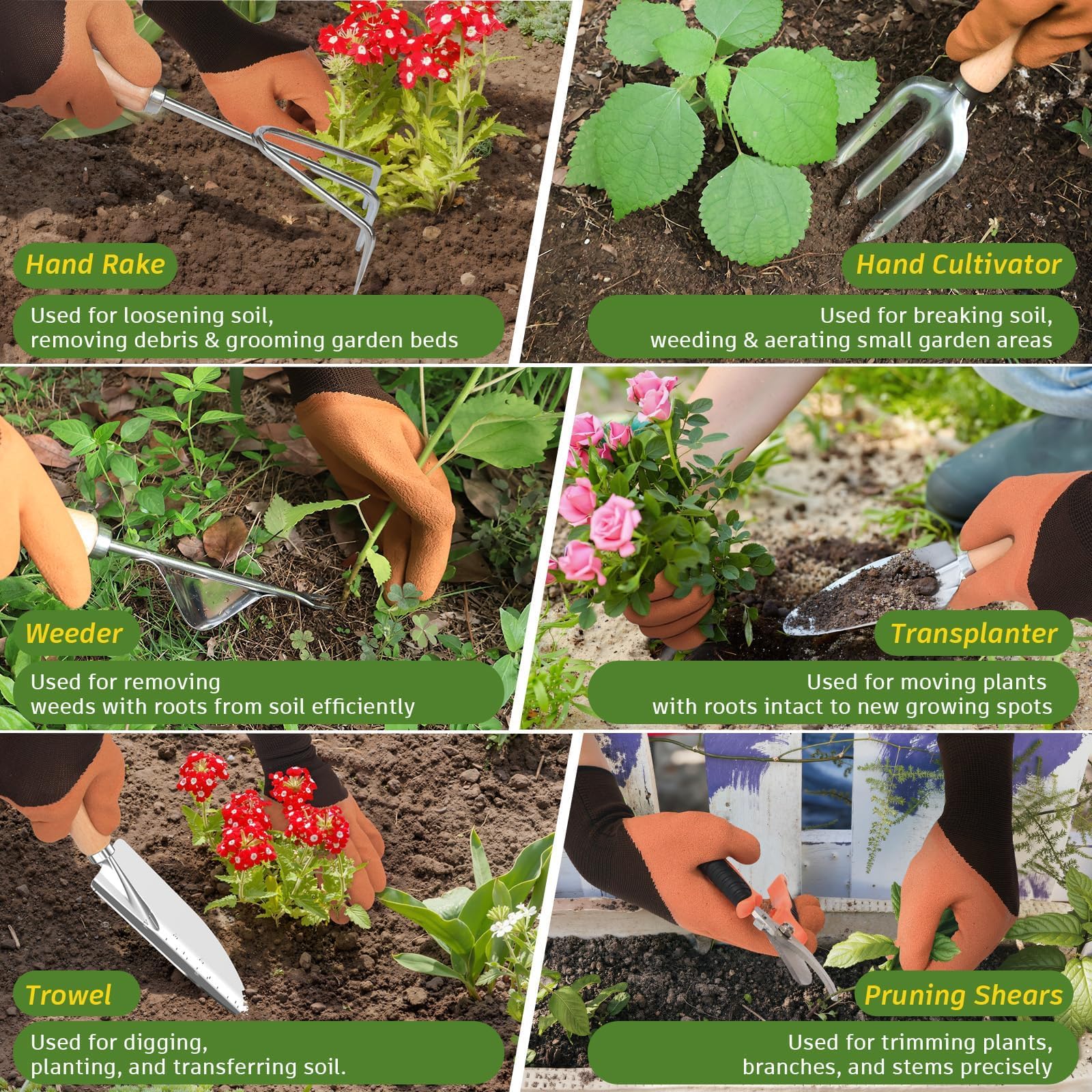 OUREST gloves and pruner in use protecting hands while trimming stems