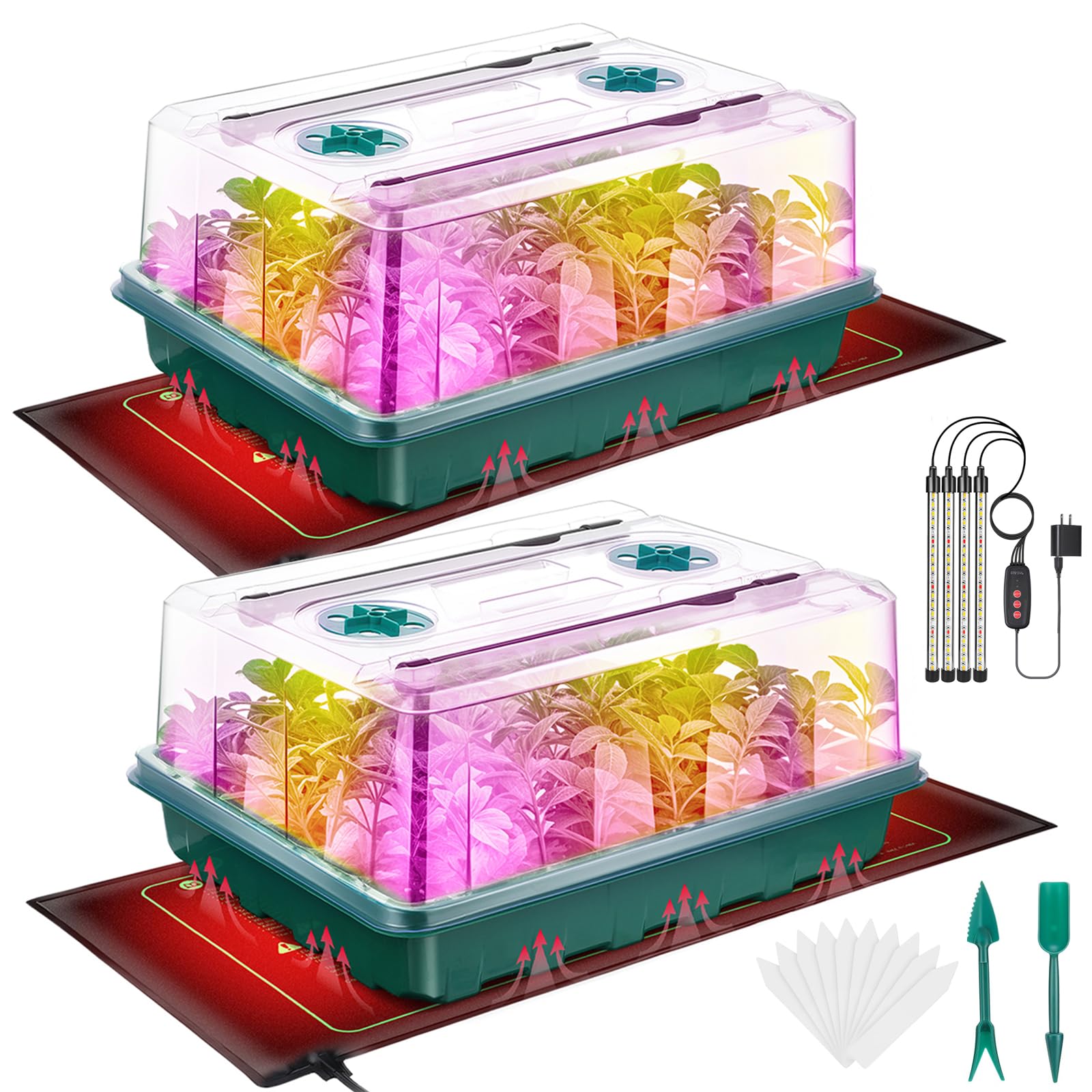Ourhom 96-cell tray front view showing organized starter compartments and benefits of space efficiency