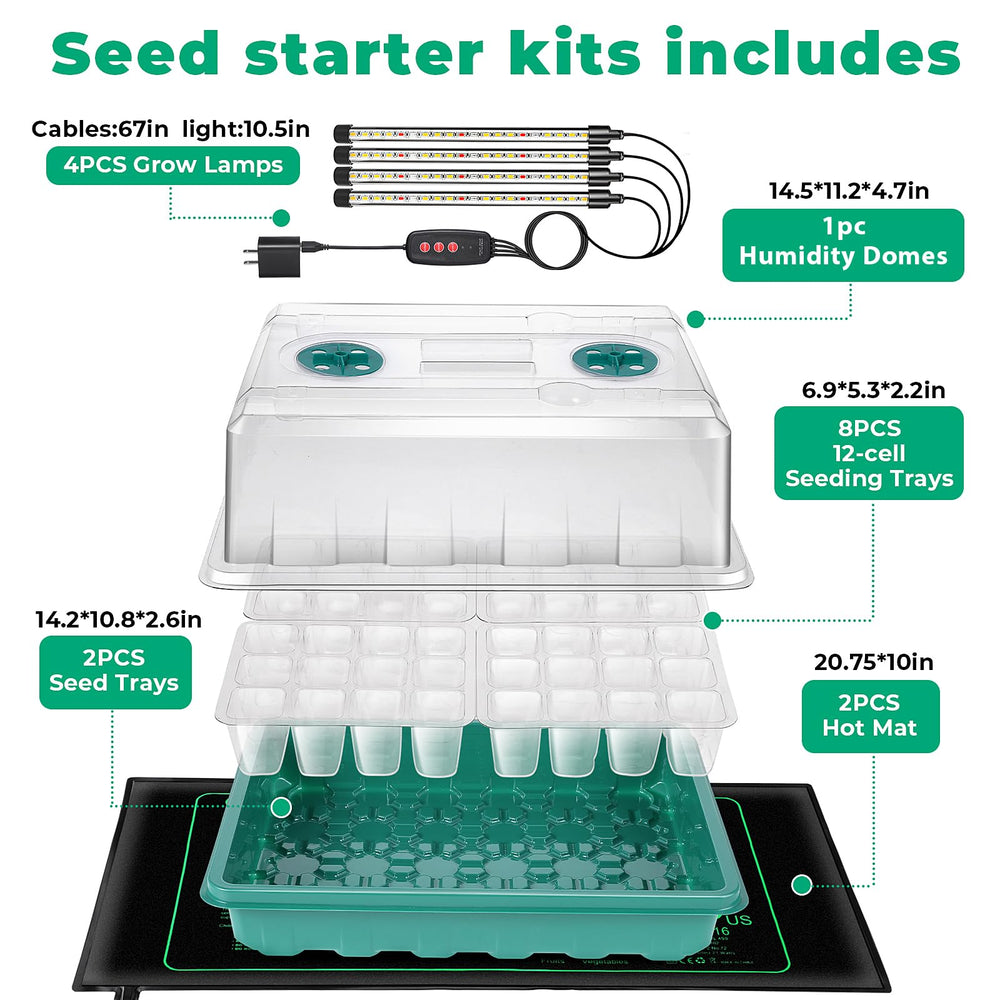Ourhom heat mat placed under tray offering gentle root-zone warmth to accelerate germination