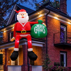 OurWarm climbing Santa front view showing festive silhouette and curb appeal