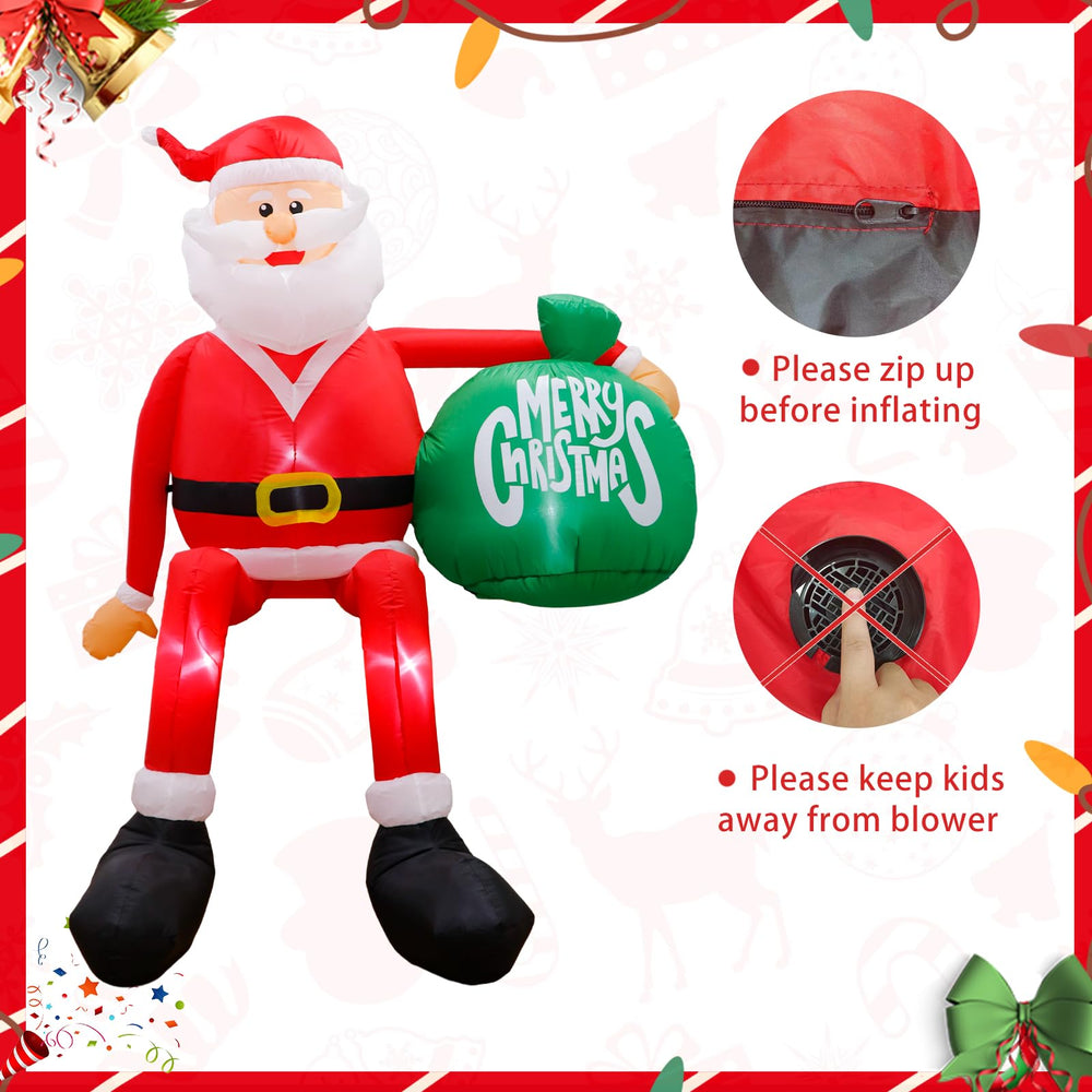 OurWarm Santa beside person for scale to show eight-foot height impact