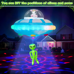OurWarm three cow balloons hanging under UFO demonstrating adjustable height