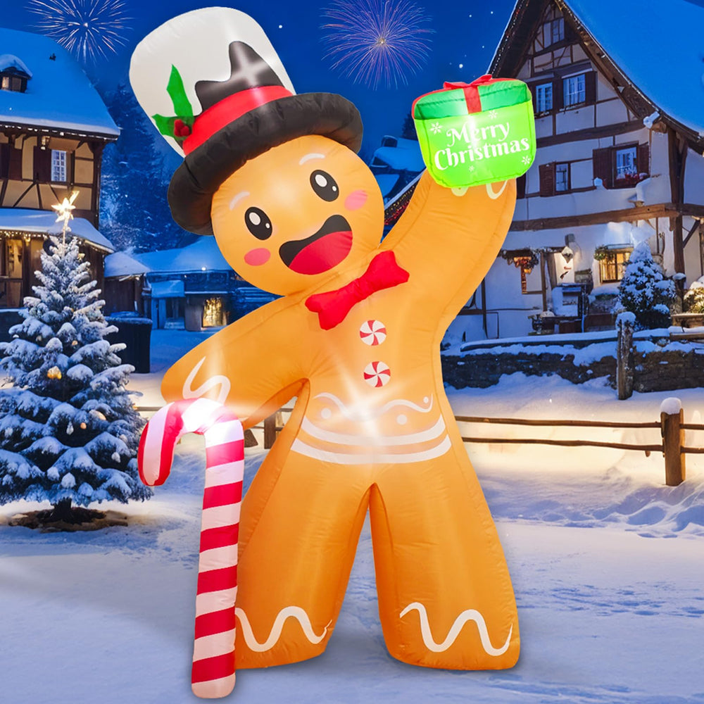 OurWarm gingerbread man front view showing festive design and quick setup benefit
