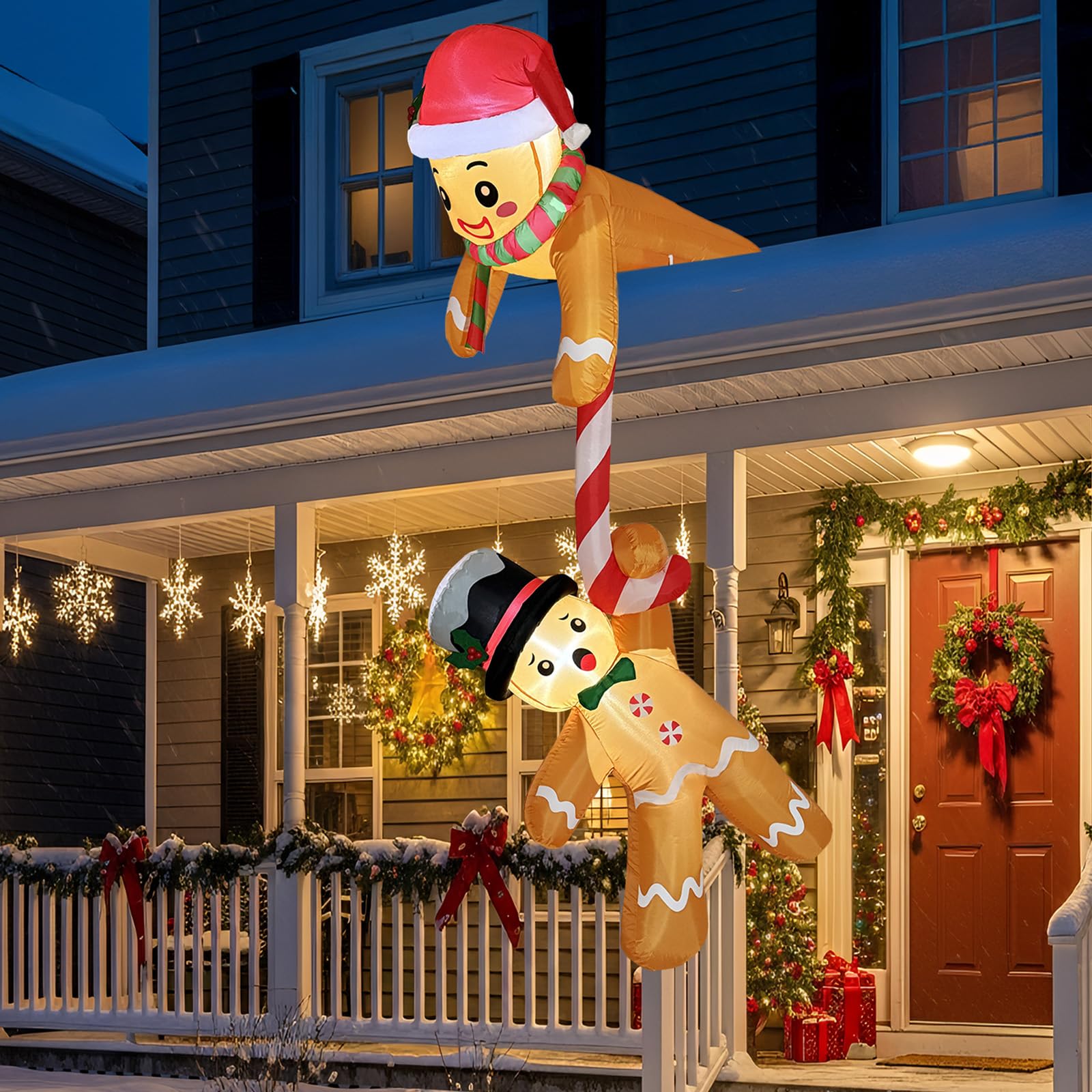 OurWarm next to an adult to show 7-foot scale and impactful yard presence