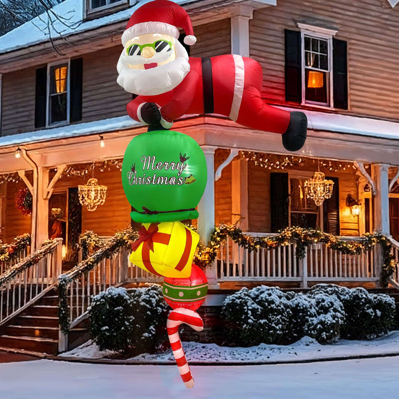 OurWarm hanging Santa front view showing festive design and instant curb appeal