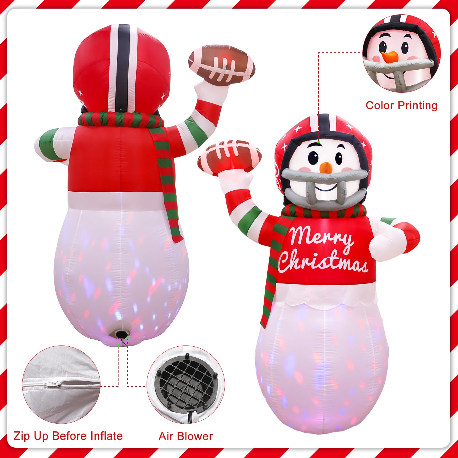 OurWarm inflatable displayed in a yard at night creating colorful curbside attraction