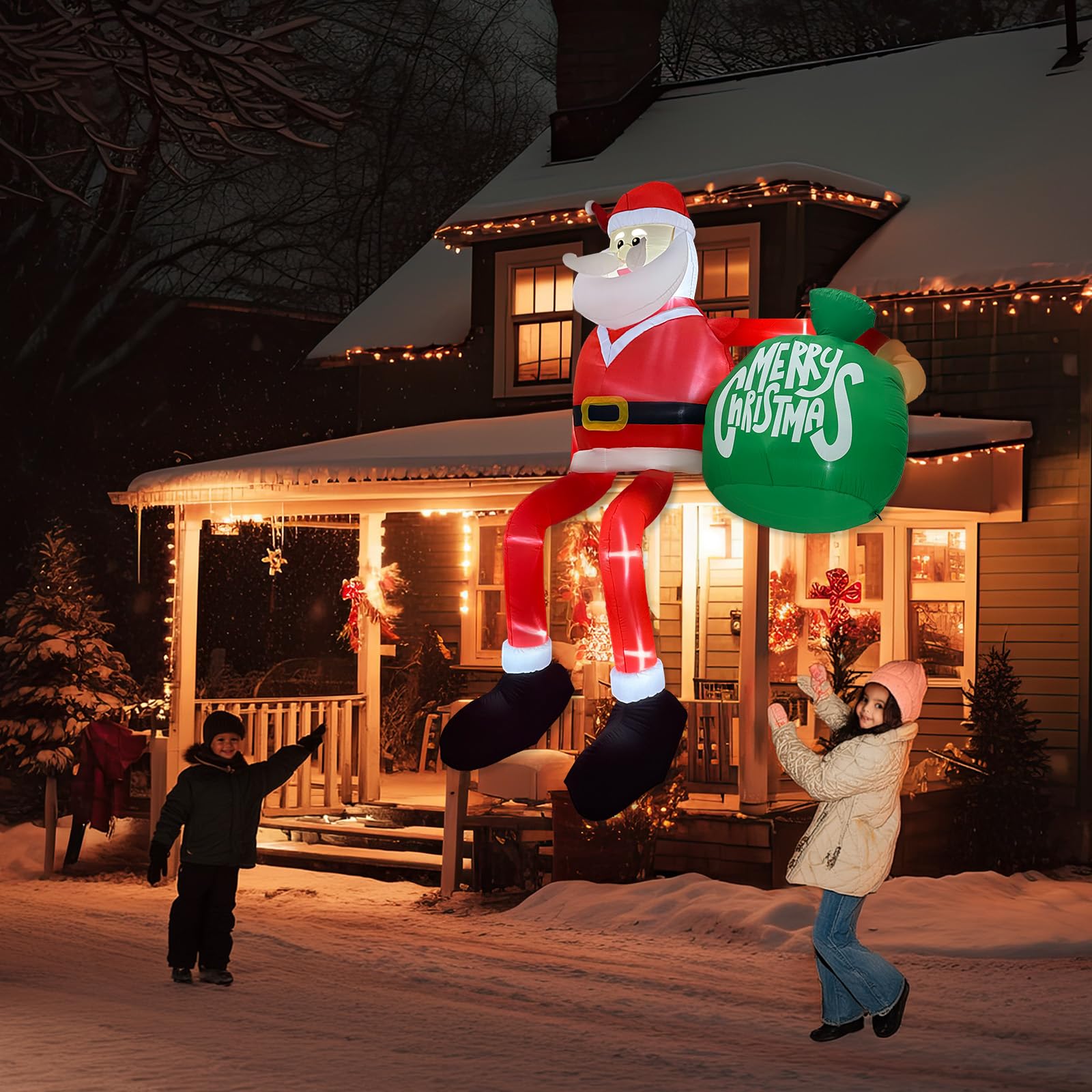 OurWarm lawn scene with Santa greeting passersby for joyful seasonal impact