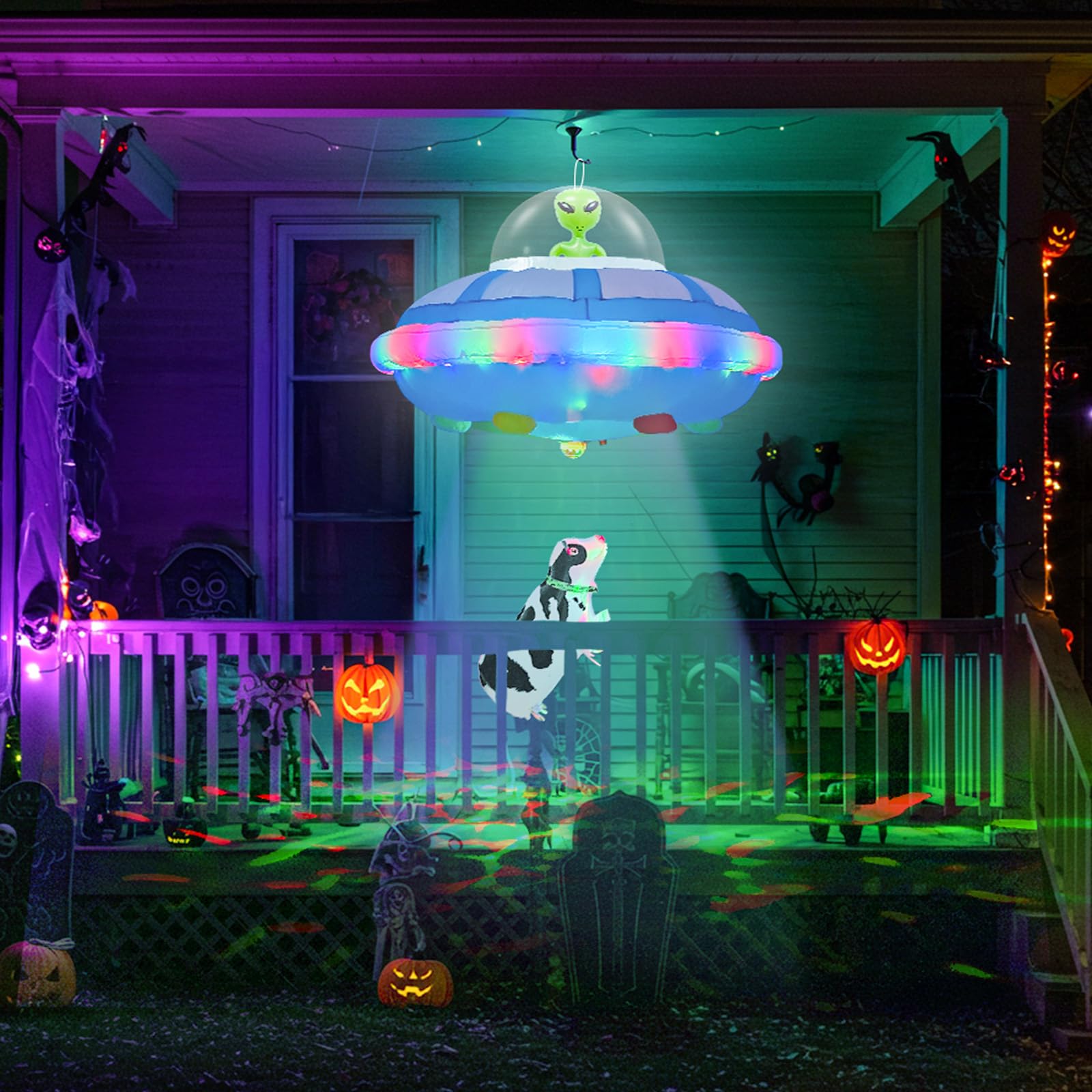 OurWarm glowing LEDs inside UFO creating dramatic nighttime visibility