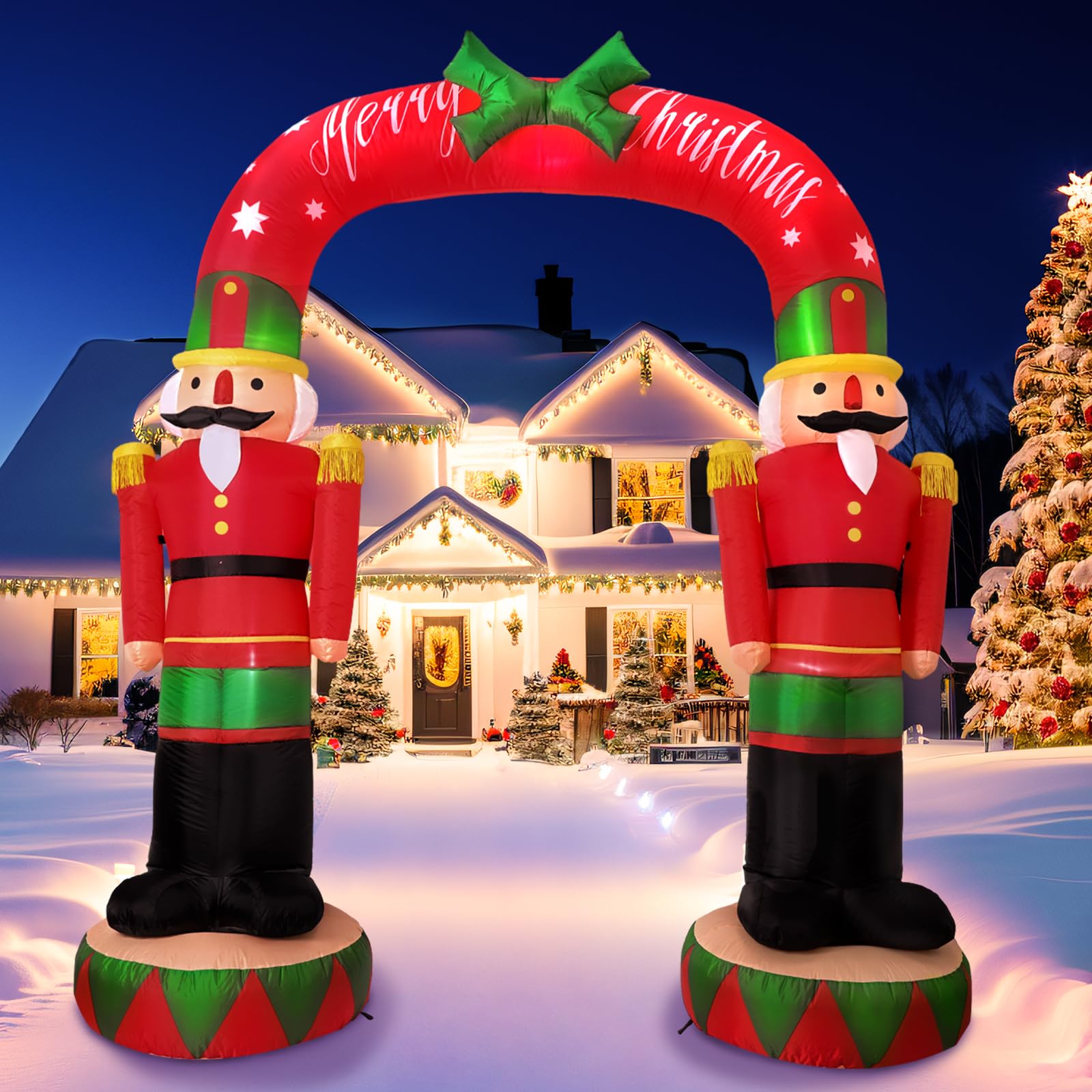 OurWarm arch in driveway with family photo spot boosting seasonal charm