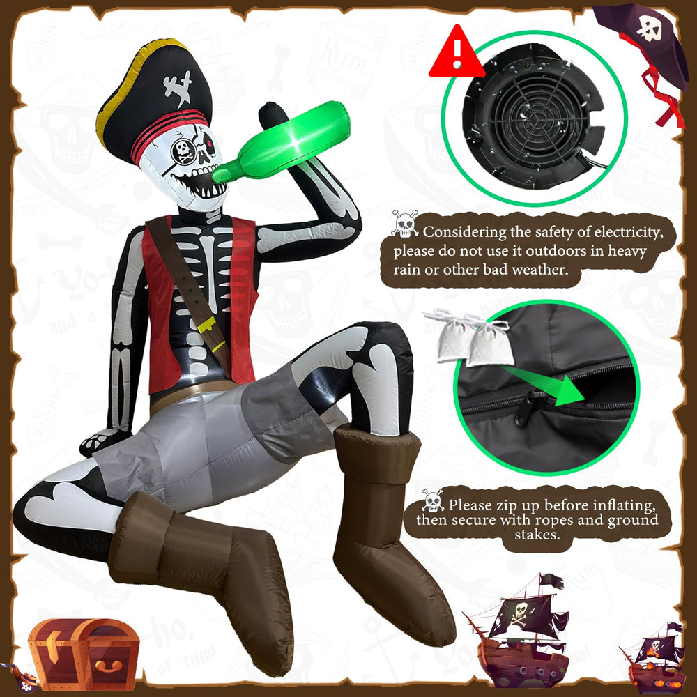 OurWarm pirate inflated in yard creating instant Halloween focal point