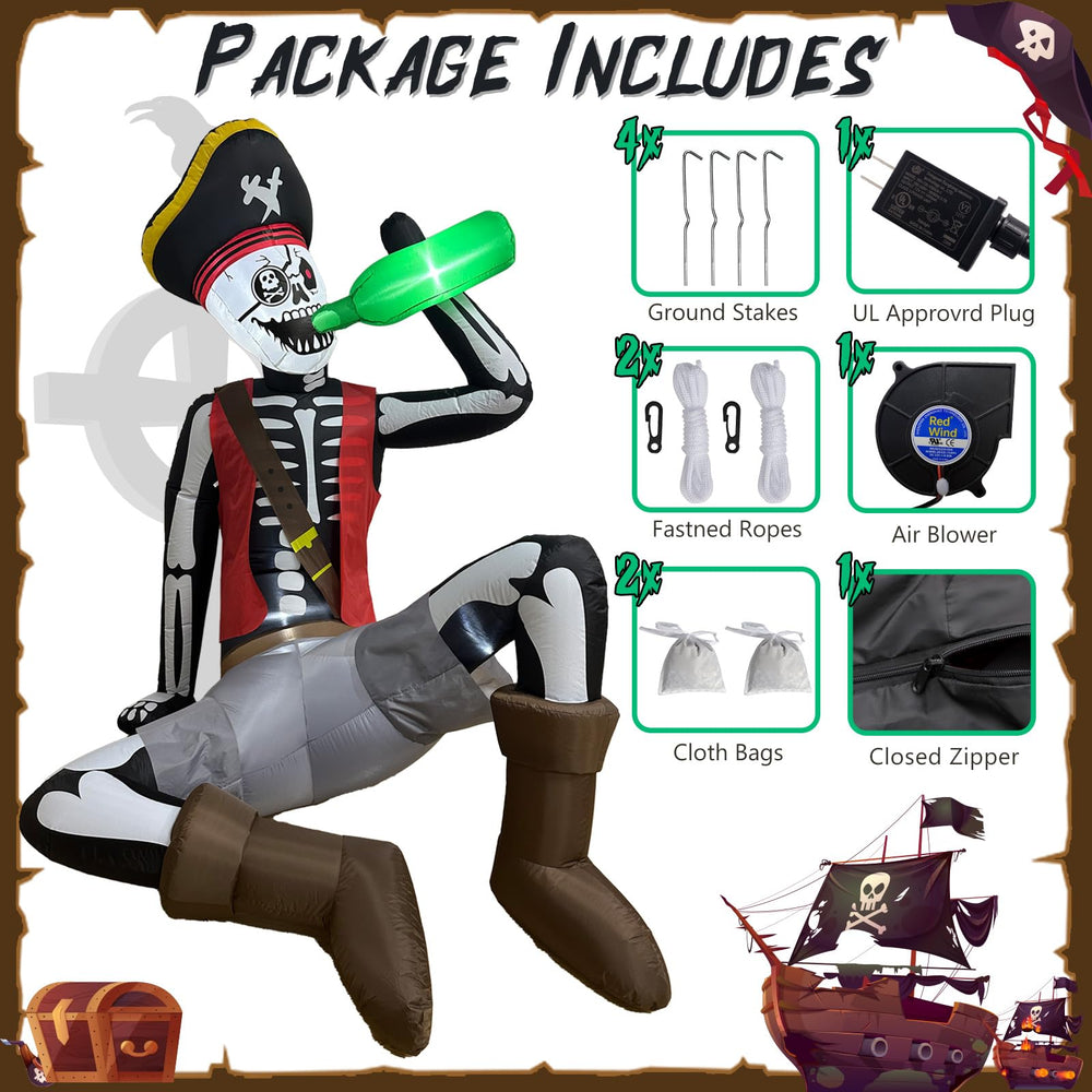 OurWarm pirate lit at night with LEDs for visible yard impact