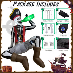 OurWarm pirate lit at night with LEDs for visible yard impact