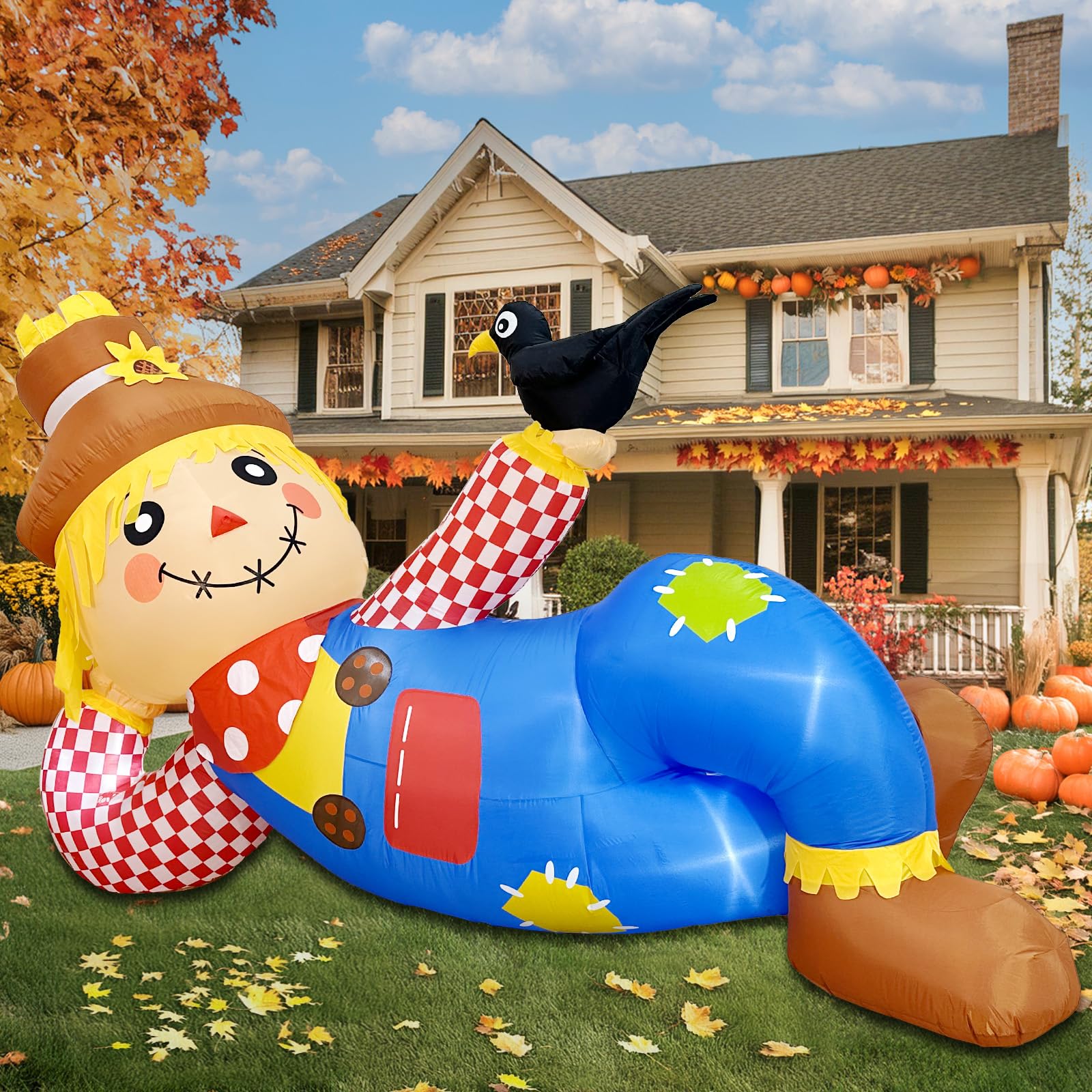 OurWarm lifestyle display on front porch adding welcoming fall charm