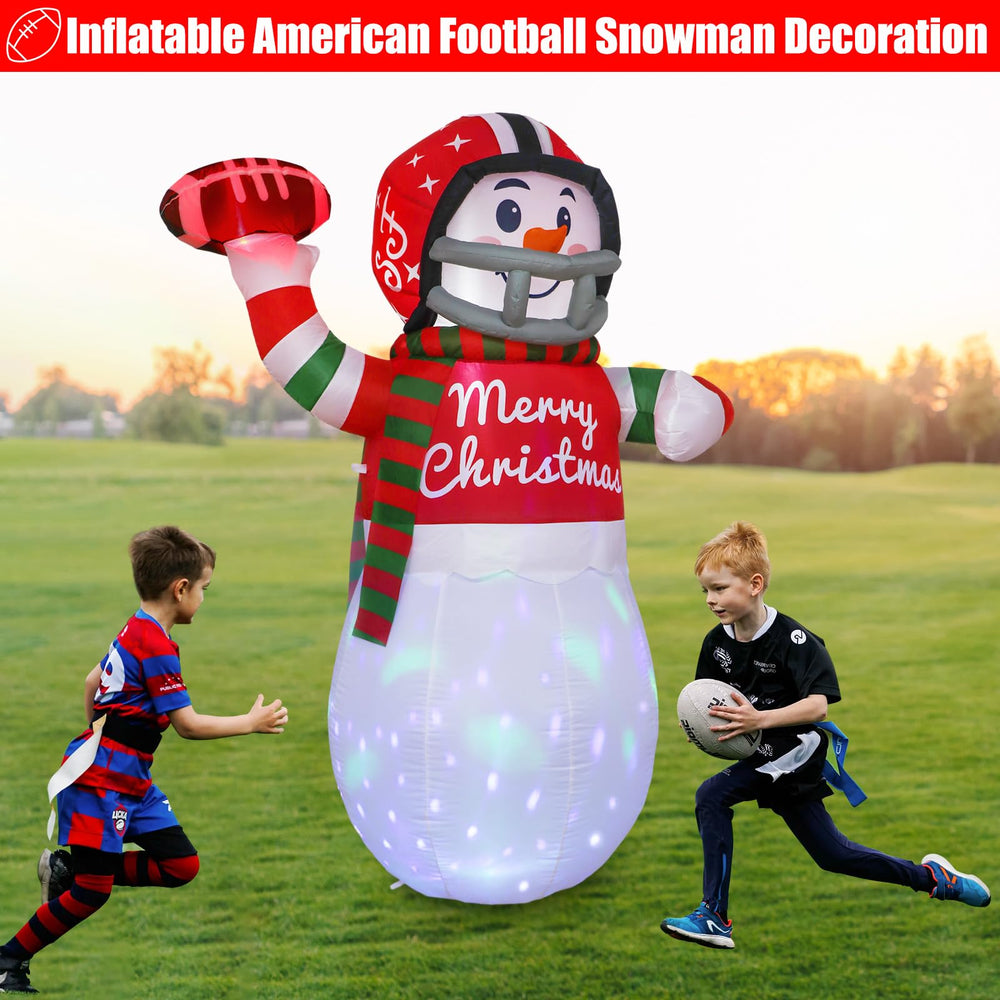 OurWarm inflatable next to a doorway showing 6-foot height for scale and placement