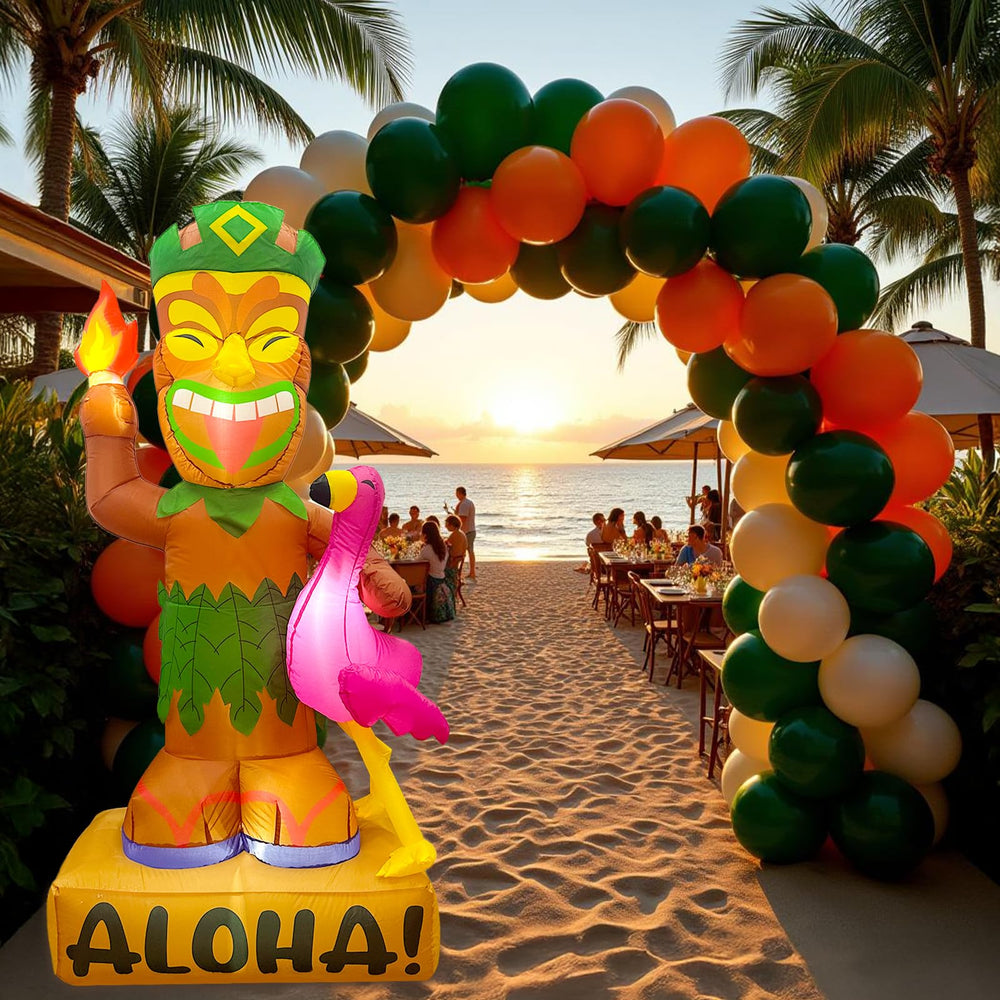 OurWarm inflatable next to patio chair showing 5FT scale and visibility
