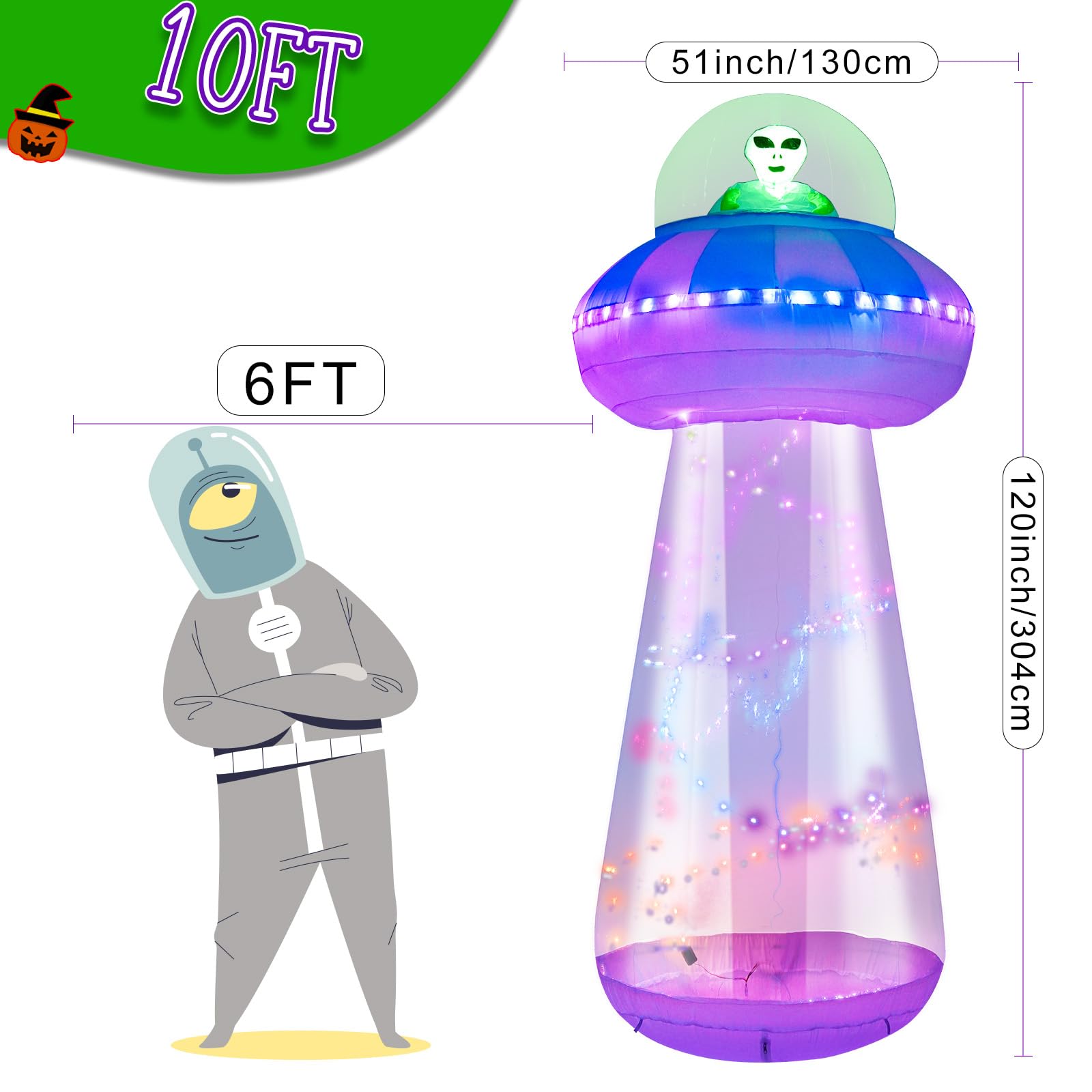 OurWarm inflatable lit by colorful LEDs creating nighttime curb appeal