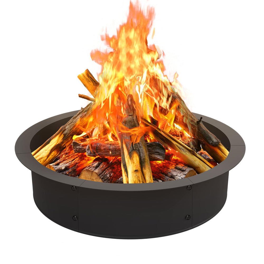 OUSHENG fire pit ring front view showing durable coating and containment benefit
