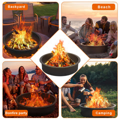 OUSHENG fire pit ring assembled top-down showing 43-inch inner space for larger fires