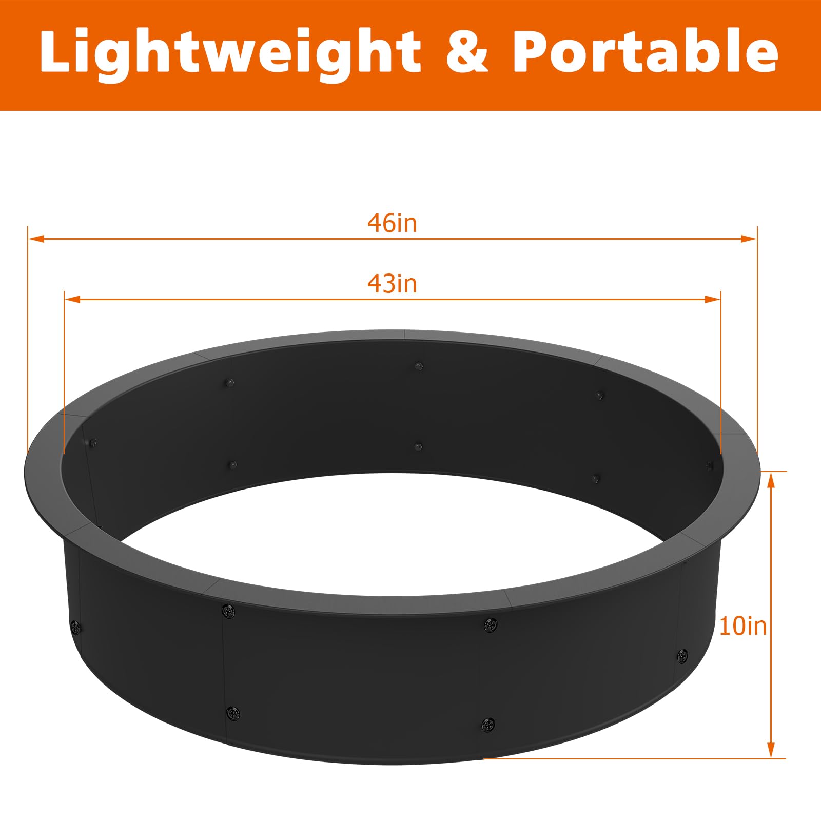 OUSHENG fire pit ring close-up of a steel segment highlighting durable powder coat