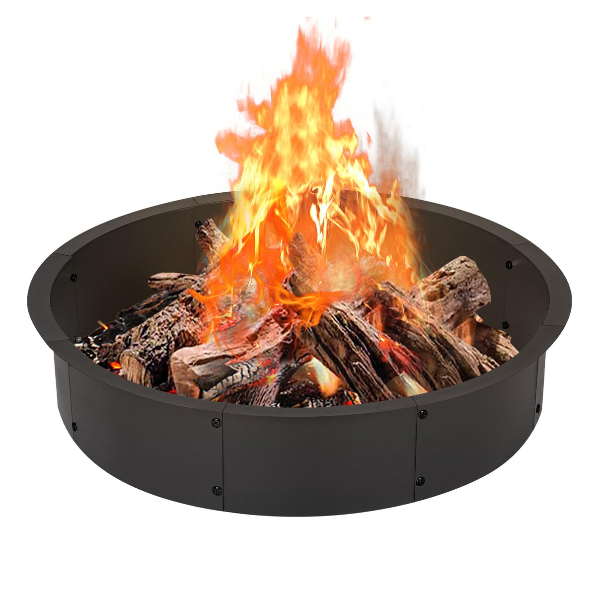 OUSHENG front view of assembled 36-inch fire pit ring insert showing durable core and lip for masonry