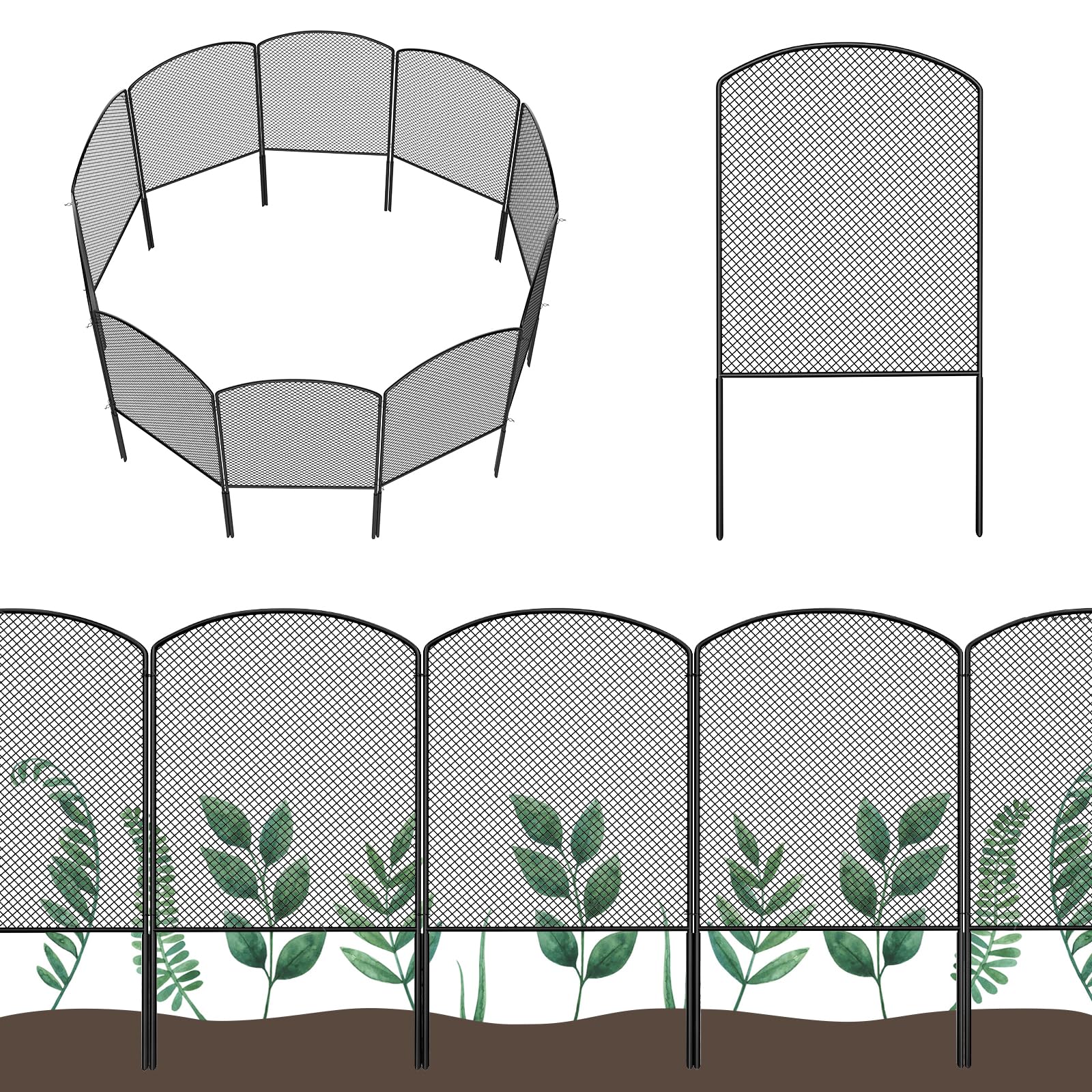 OUSHENG front view of assembled garden fence adds clear border and curb appeal