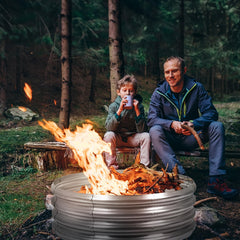 OUSHENG fire pit in use at campsite demonstrating contained warmth and ambiance
