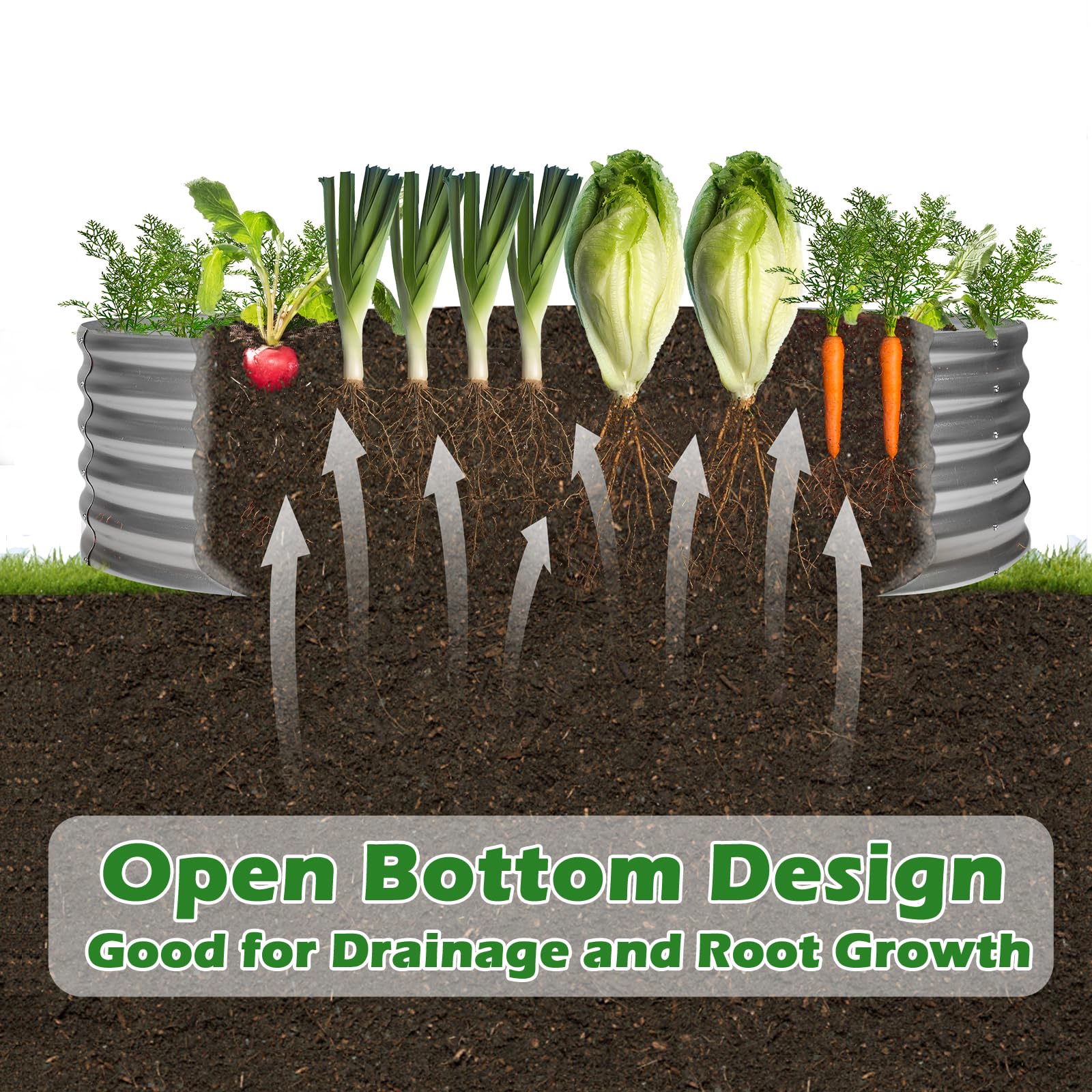 OUSHENG open-bottom detail demonstrating drainage and root access benefit