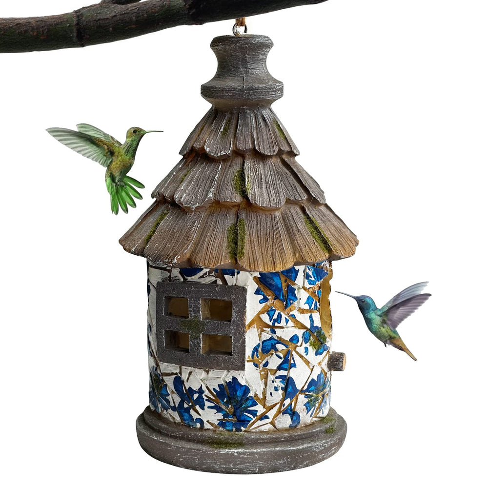 OUSHUAI front view showing weatherproof bird house and garden appeal