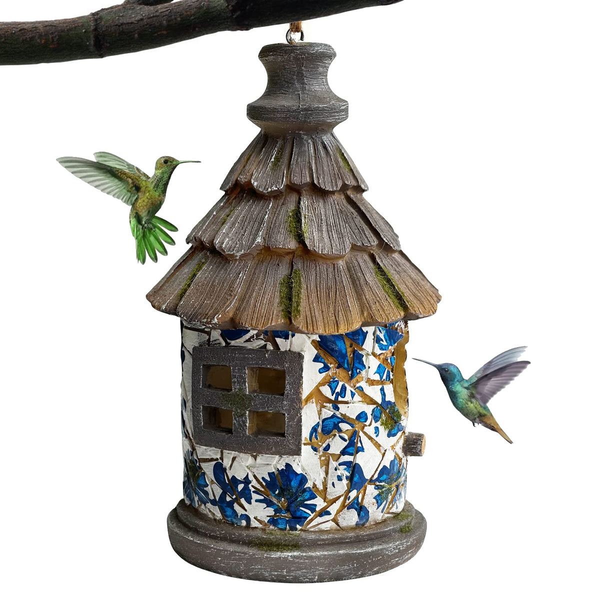 OUSHUAI front view showing weatherproof bird house and garden appeal