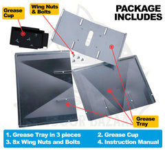 Outdoor Bazaar grease tray installed in a grill demonstrating easy fit and cleaner cooking surface