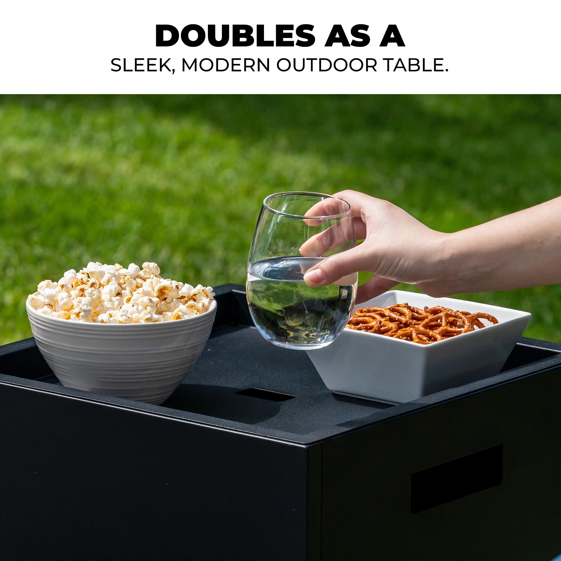Outdoor Living Perfected Dunbar side handle closeup for easy lifting and portable convenience