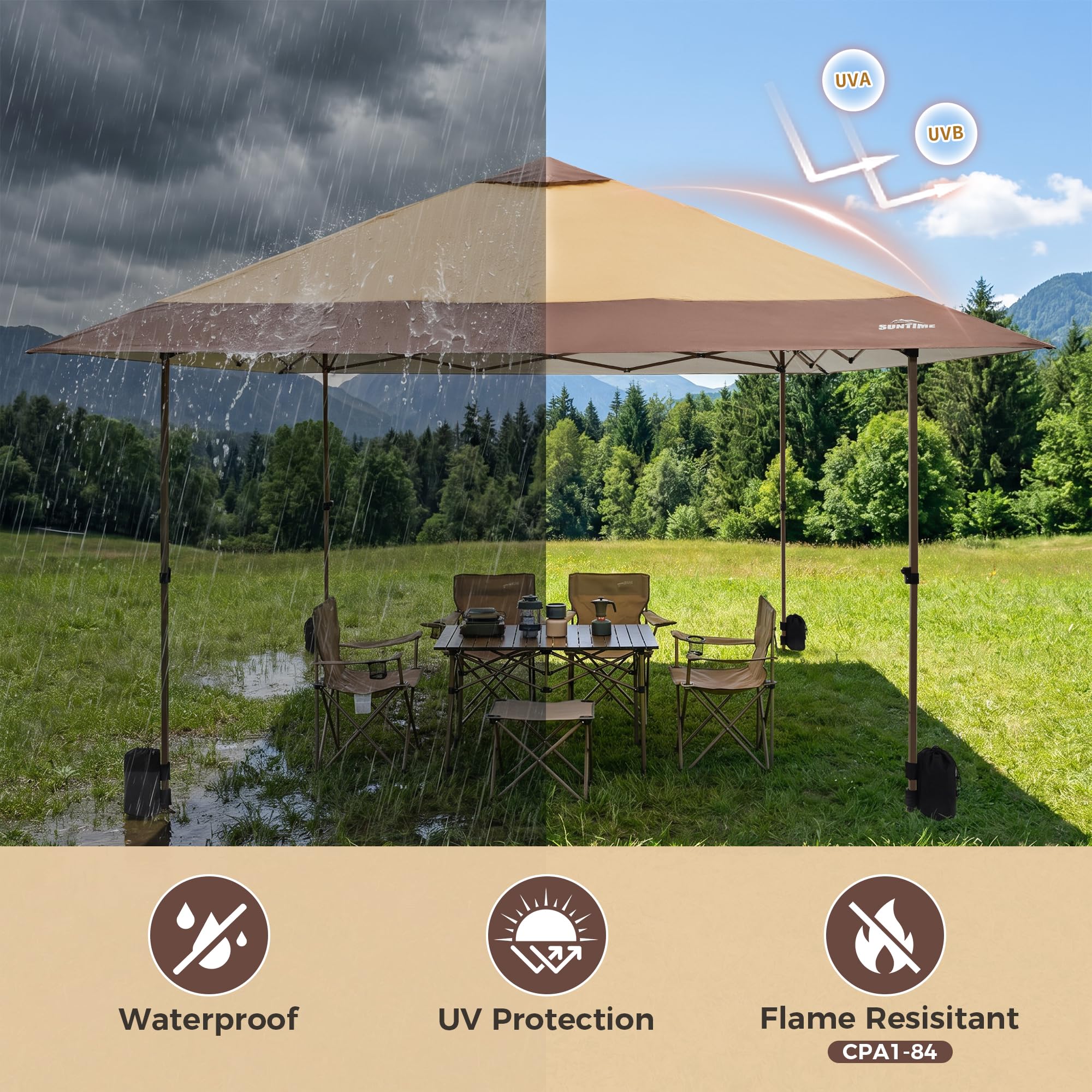 OUTDOOR LIVING SUNTIME included sandbags stakes and guy cords for stability