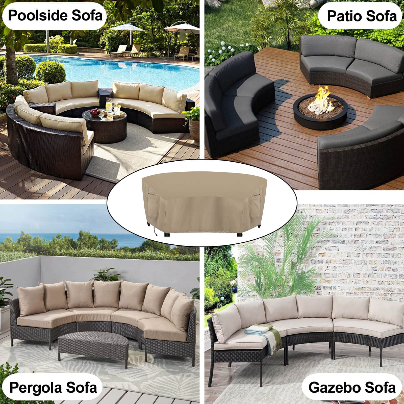 OutdoorLines cover on patio in lifestyle scene protecting furniture and enhancing outdoor space