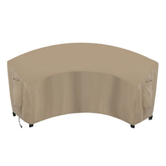 OutdoorLines front view showing curved cover protecting sectional, durable weather protection