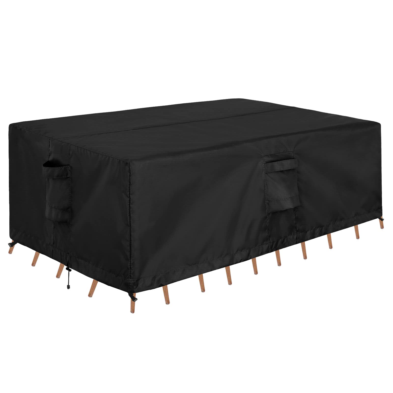 OutdoorLines front view of full patio table cover showing protection