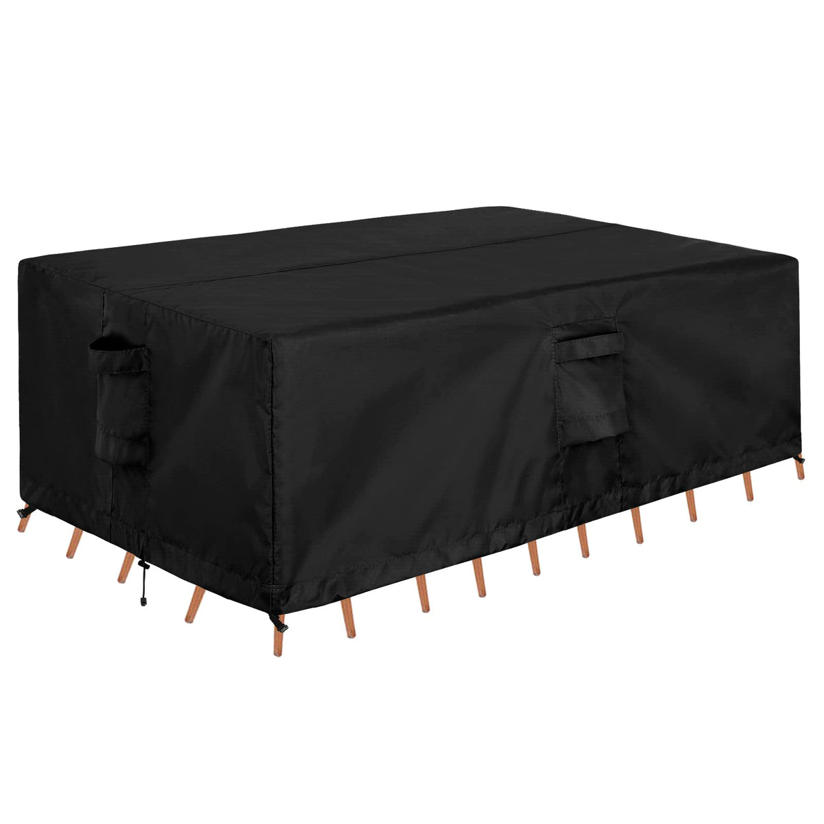 OutdoorLines front view of full patio table cover showing protection