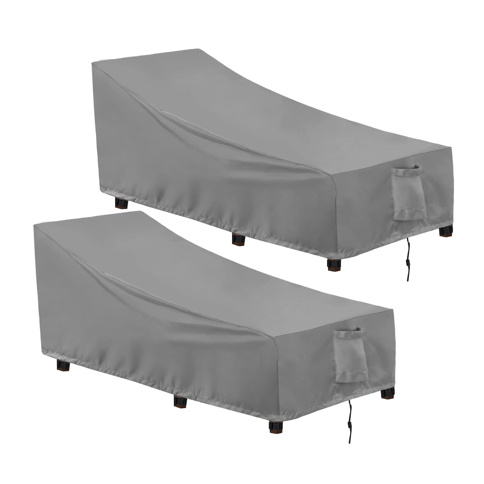 OutdoorLines front view on two chaise lounges showing full coverage and protection