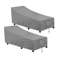 OutdoorLines front view on two chaise lounges showing full coverage and protection