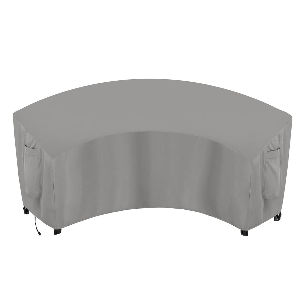 OutdoorLines front view of the curved sectional cover showing full protection